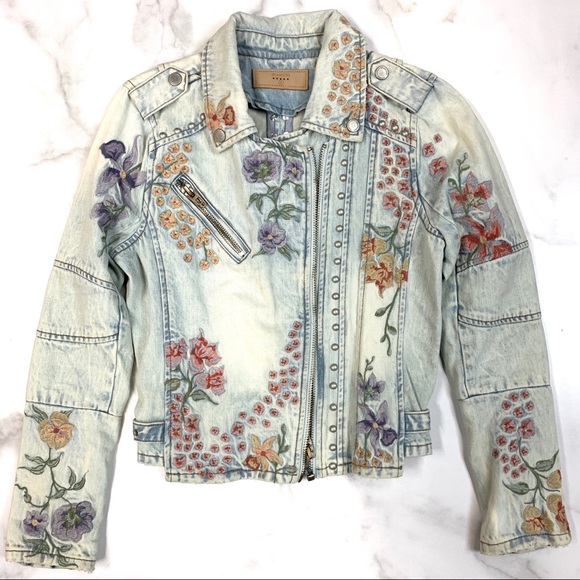 Blank NYC Jackets & Blazers - Blank NYC studded floral embroidered denim jacket